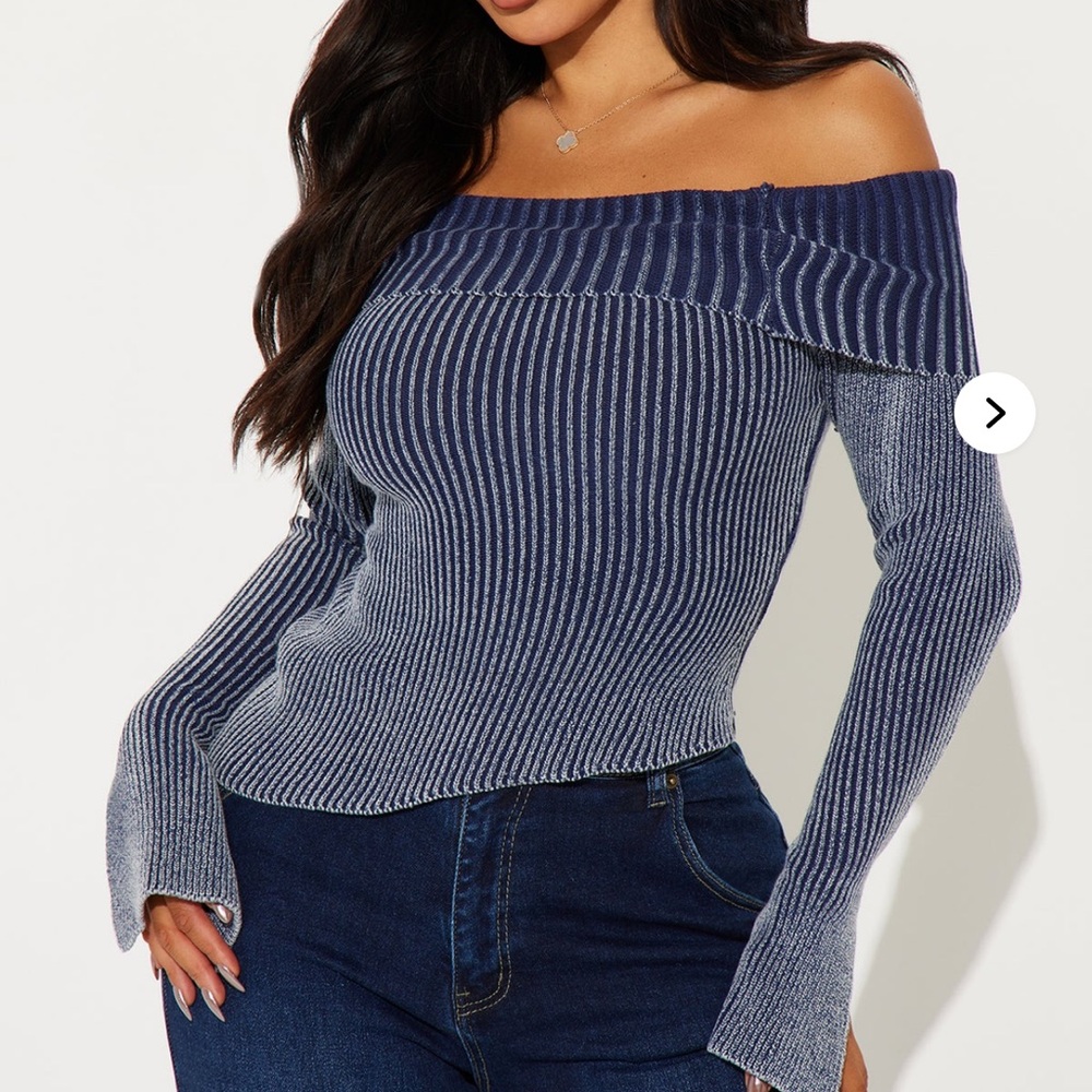 Making Moves Washed Asymmetrical Sweater - Navy